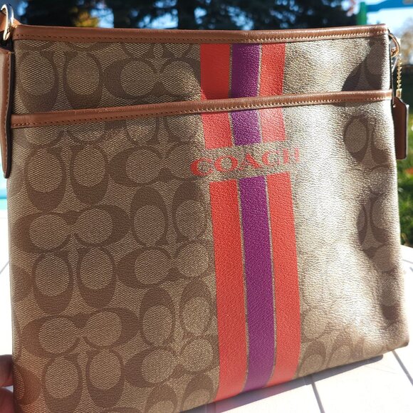 Coach Varsity Stripe Signature Bag Messenger Cross Body Bag - Picture 2 of 9
